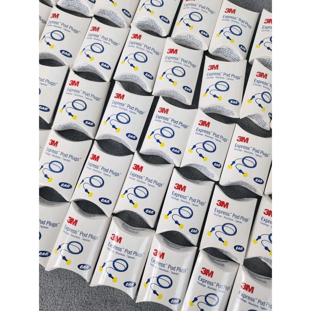 60 Pairs 3M E-A-R Express Pod Plugs Corded Earplugs Blue Part # 311-1114 No Box
